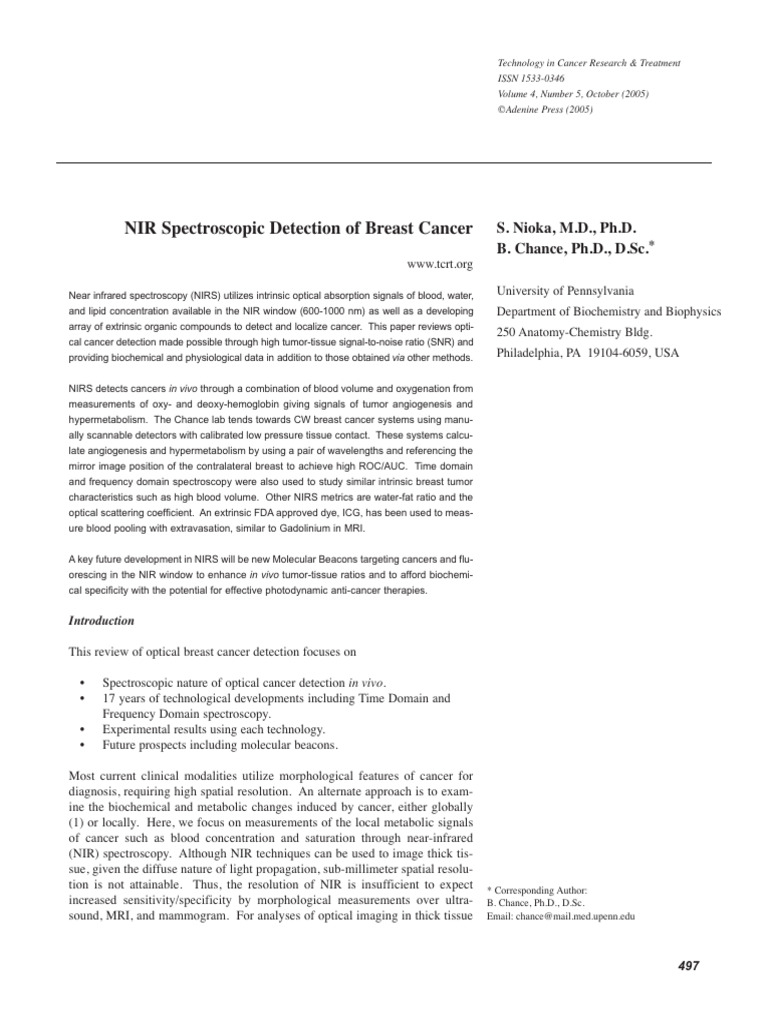 7 P Detección Cáncer de Mama Nirs | PDF | Infrared | Angiogenesis