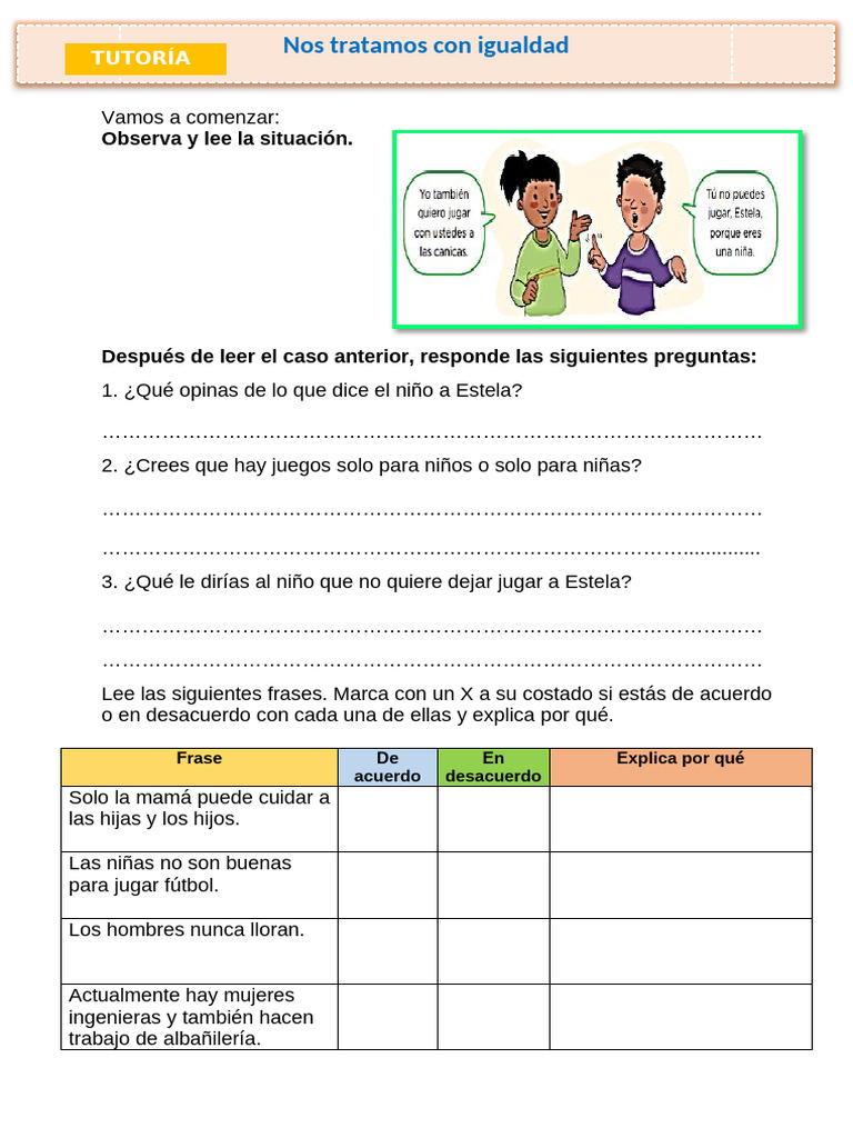 Igualdad de Género en Juegos Infantiles | PDF