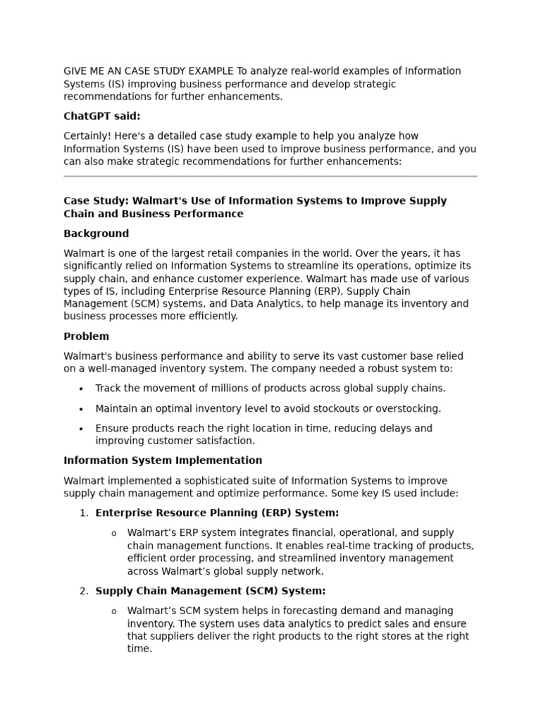 Walmart's ERP and SCM Case Study | PDF | Supply Chain Management ...
