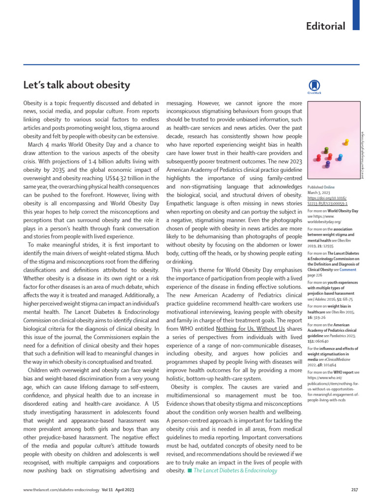 Let's Talk About Obesity - 2023 - Landia | PDF | Obesity | Social Stigma