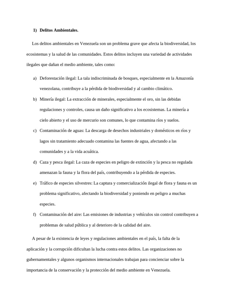 Ley Penal del Ambiente en Venezuela | PDF | Entorno natural ...