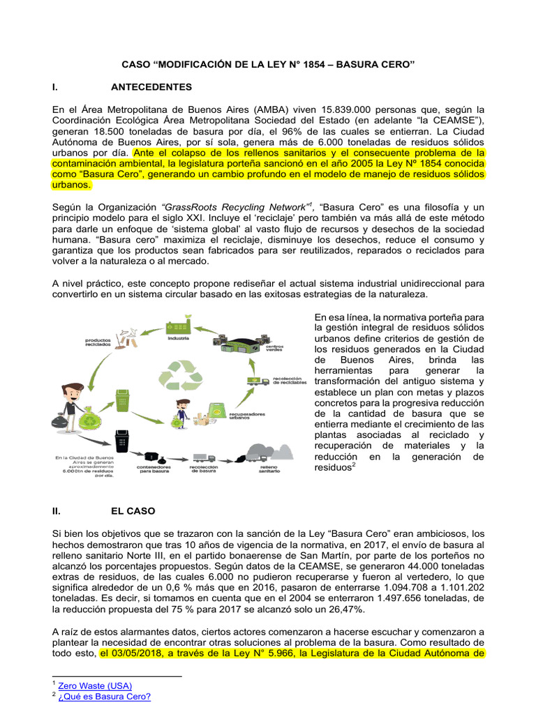 Modificación Ley Basura Cero en CABA | PDF | Residuos | Contaminación