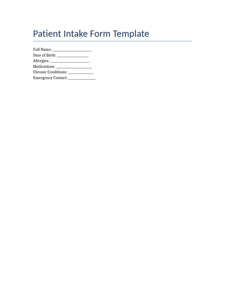 Patient Intake Form Template | PDF