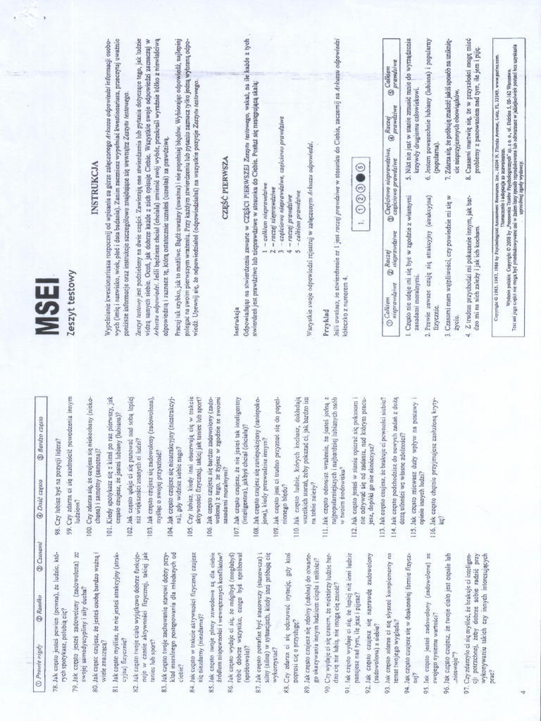 MSEI Samoocena 1 | PDF