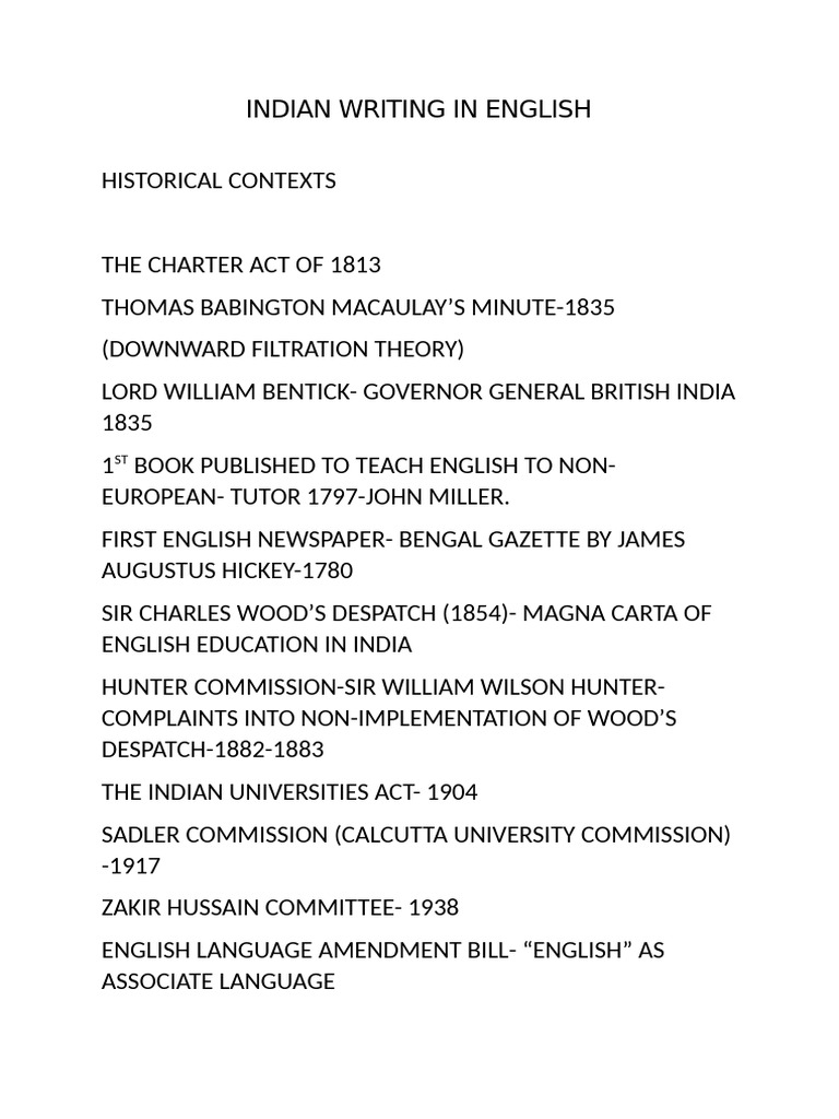 Indian Writing in English Overview | PDF | Indian Literature