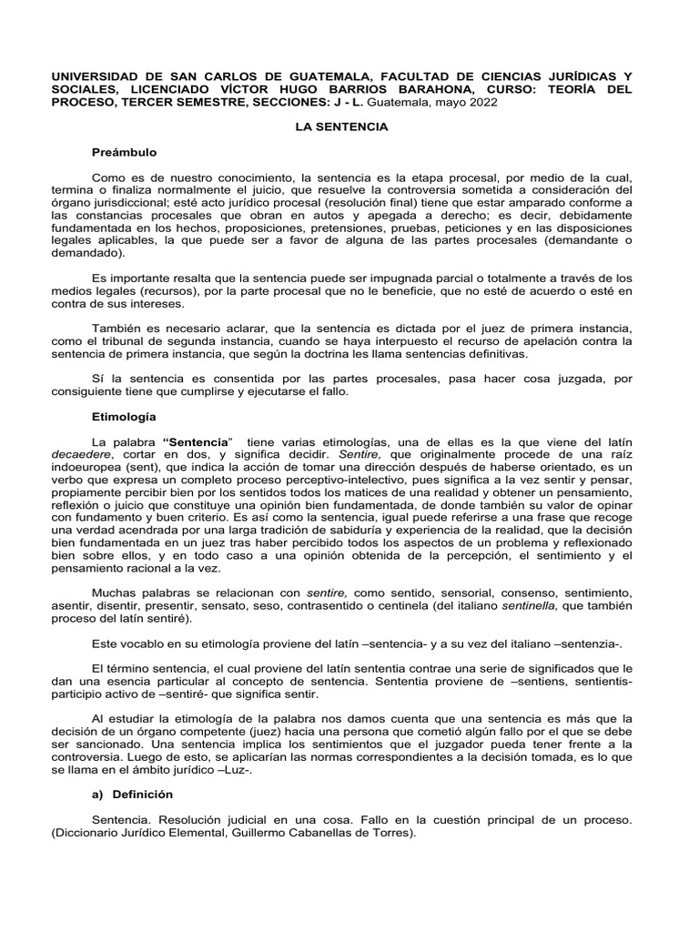 Etapas y Definición de la Sentencia Judicial | PDF | Ley procesal | Mandato