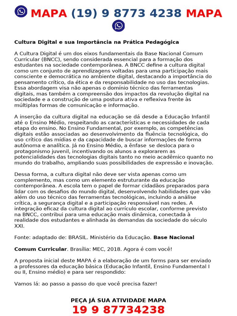 Cultura Digital na Educação e BNCC | PDF | Pedagogia