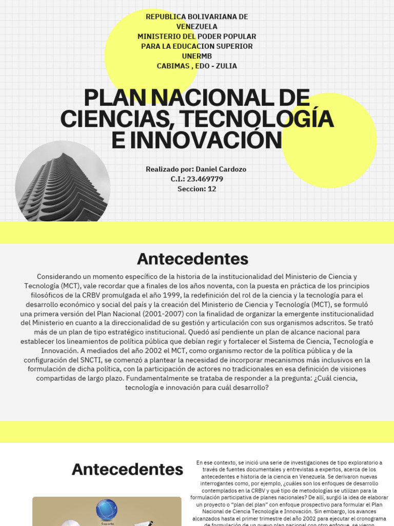 Plan Nacional de Ciencia y Tecnología | PDF | Venezuela ...