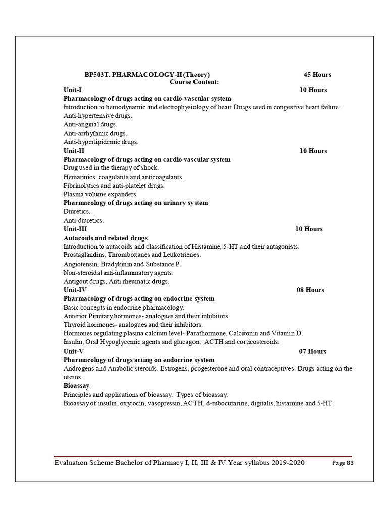 Pharmacology II Course Overview | PDF