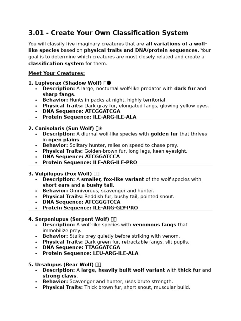 Wolf-like Creature Classification Guide | PDF | Predation | Fox