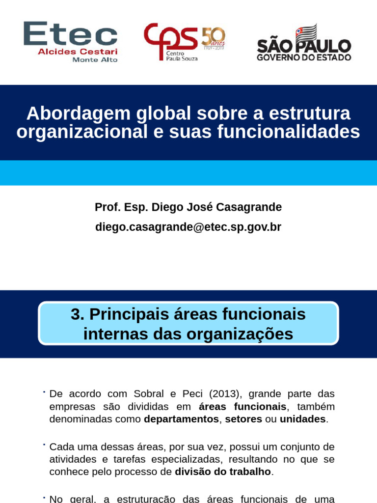 Estrutura Organizacional e Funcionalidades | PDF