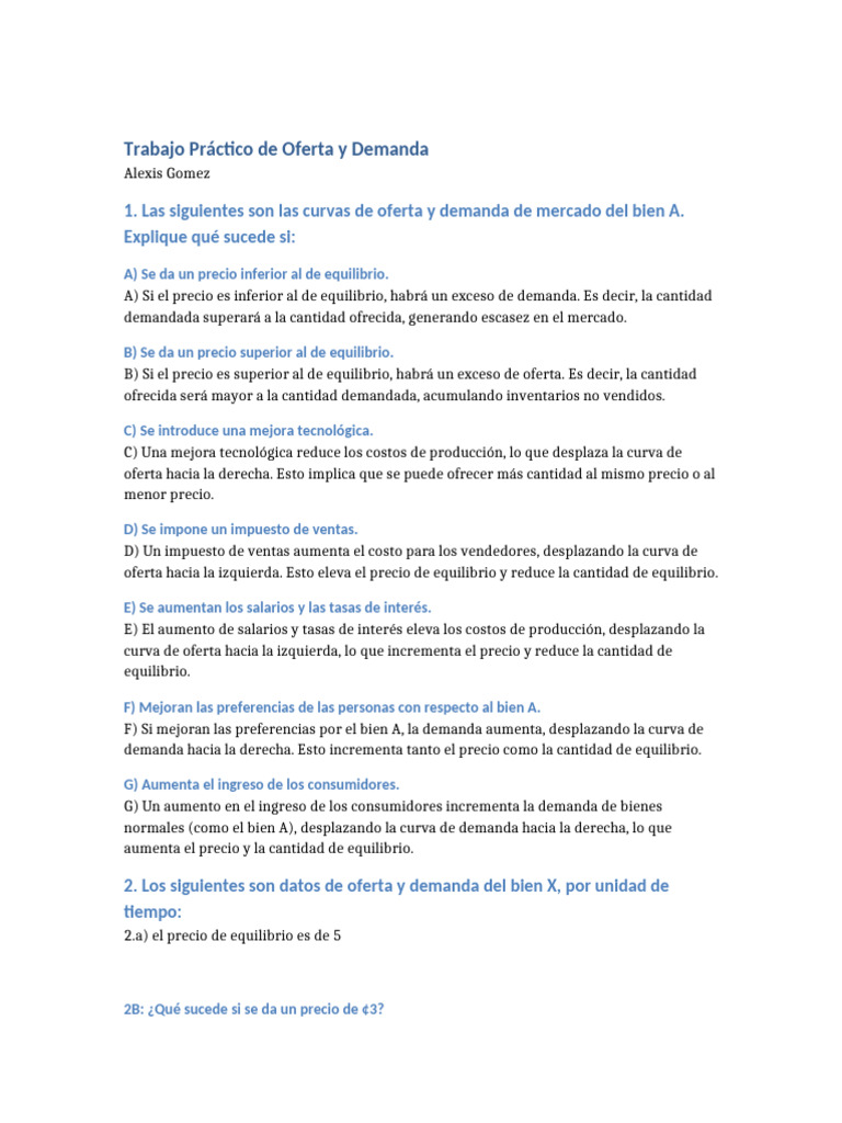 Análisis de Oferta y Demanda en Mercados | PDF | Oferta (economía ...