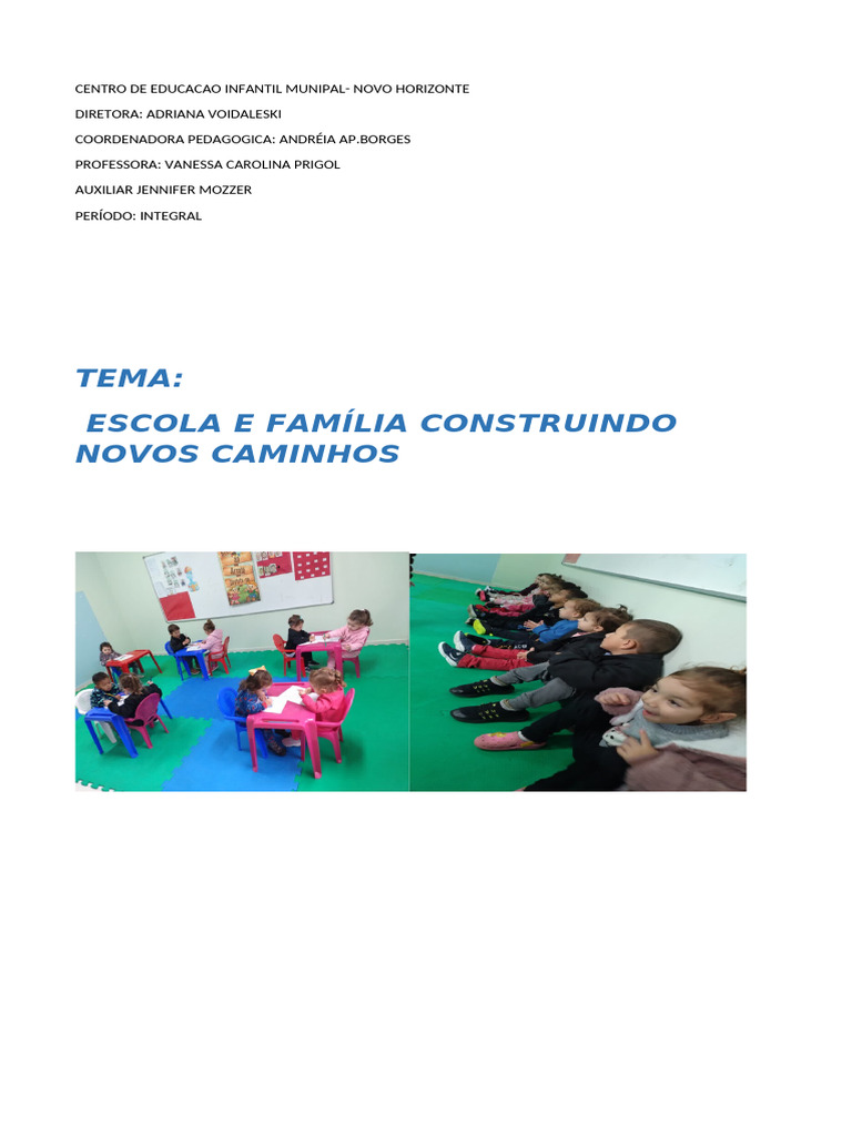 CENTRO DE EDUCACAO INFANTIL PLANEJAMENTO JUNHO | PDF | Família ...
