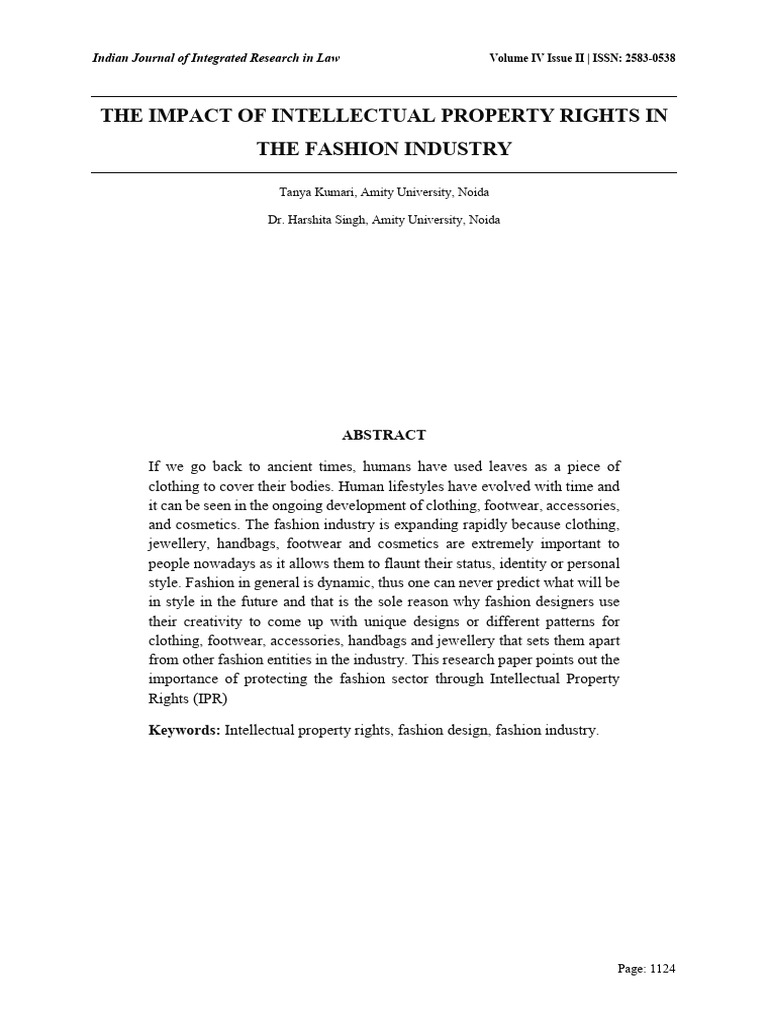 Protecting Fashion: The Role of IPR | PDF | Fashion | Intellectual Property
