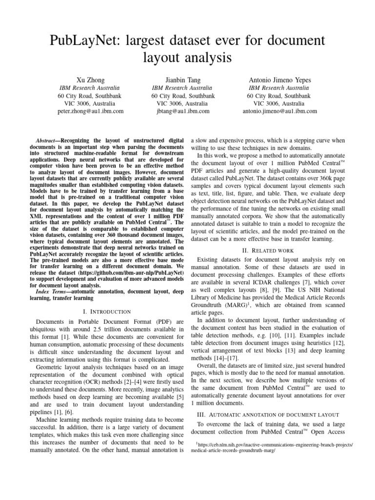 Publaynet: Largest Dataset Ever For Document Layout Analysis | PDF ...