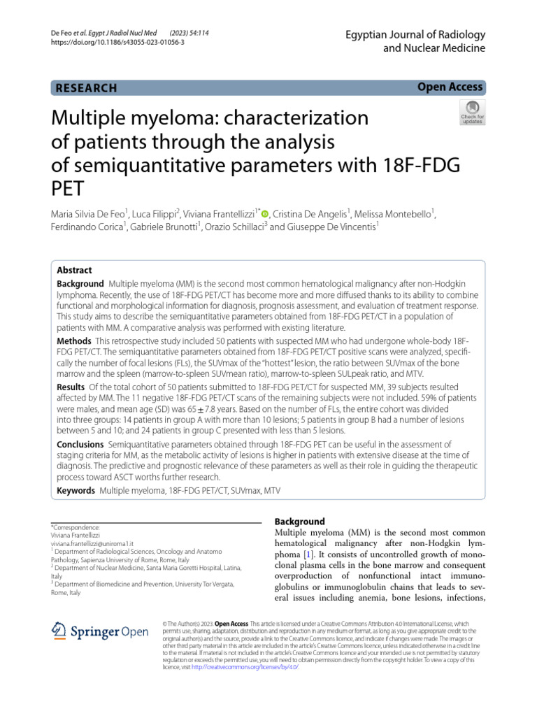 Multiple Myeloma: Characterization of Patients Through The Analysis of ...
