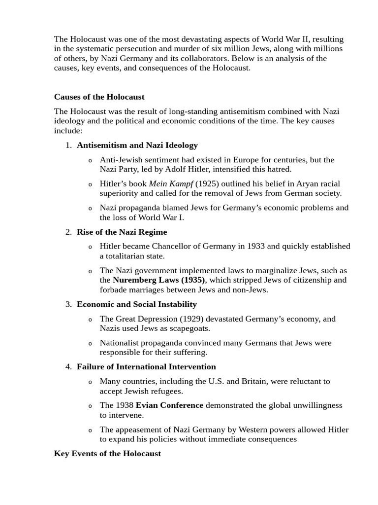 Causes and Consequences of the Holocaust | PDF | The Holocaust | Nazi ...