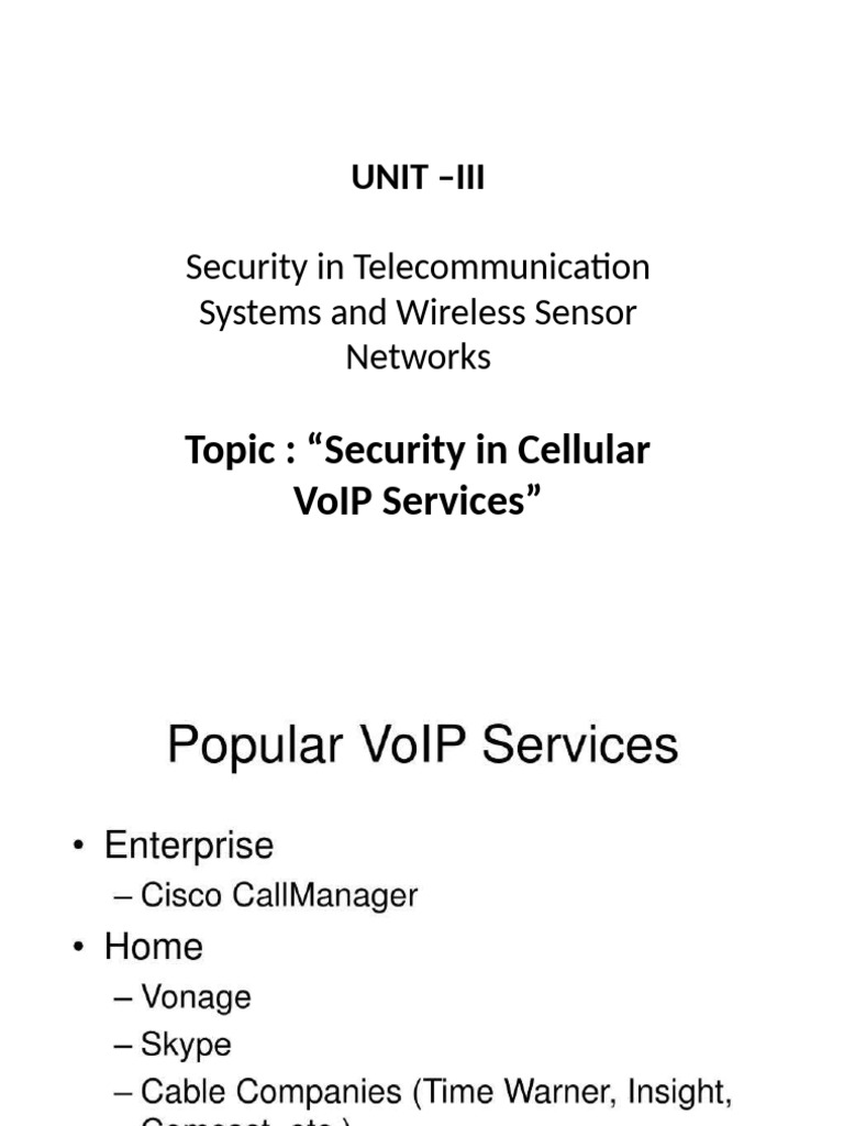 Security in Cellular VoIP Services | PDF