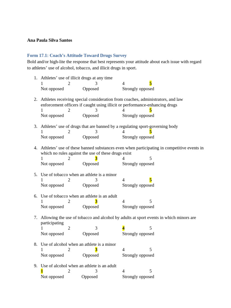 Form+17 1+Coach's+Attitude+Toward+Drugs+Survey | PDF