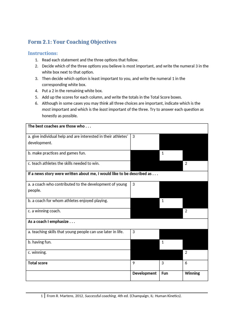 Form+2 1+Your+Coaching+Objectives | PDF