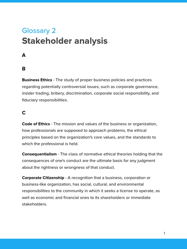 Glossary 2 Stakeholder Analysis | PDF | Morality | Justice
