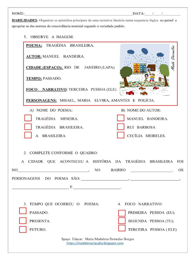 Atividade Adaptada - 1 Ano POEMA | PDF