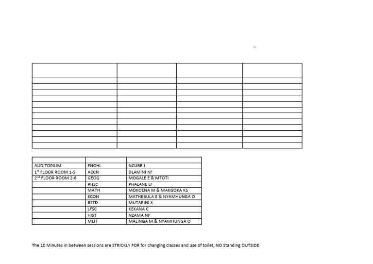 Pretoria Secondary Class Schedule 2025 | PDF