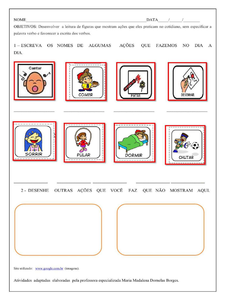 Atividade Adaptada - Língua Portuguesa 6º ANO 1º VERBO | PDF
