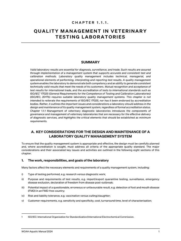 Veterinary Laboratory Quality Management | PDF | Verification And ...