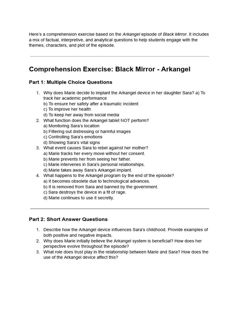 Arkangel Comprehension Exercise | PDF | Social Psychology