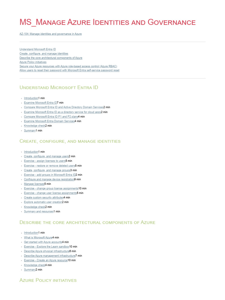 Managing Azure Identities and Governance | PDF | Active Directory ...