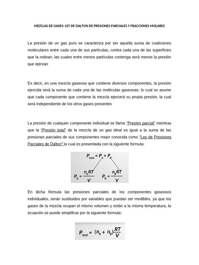 Mezclas de Gases | PDF