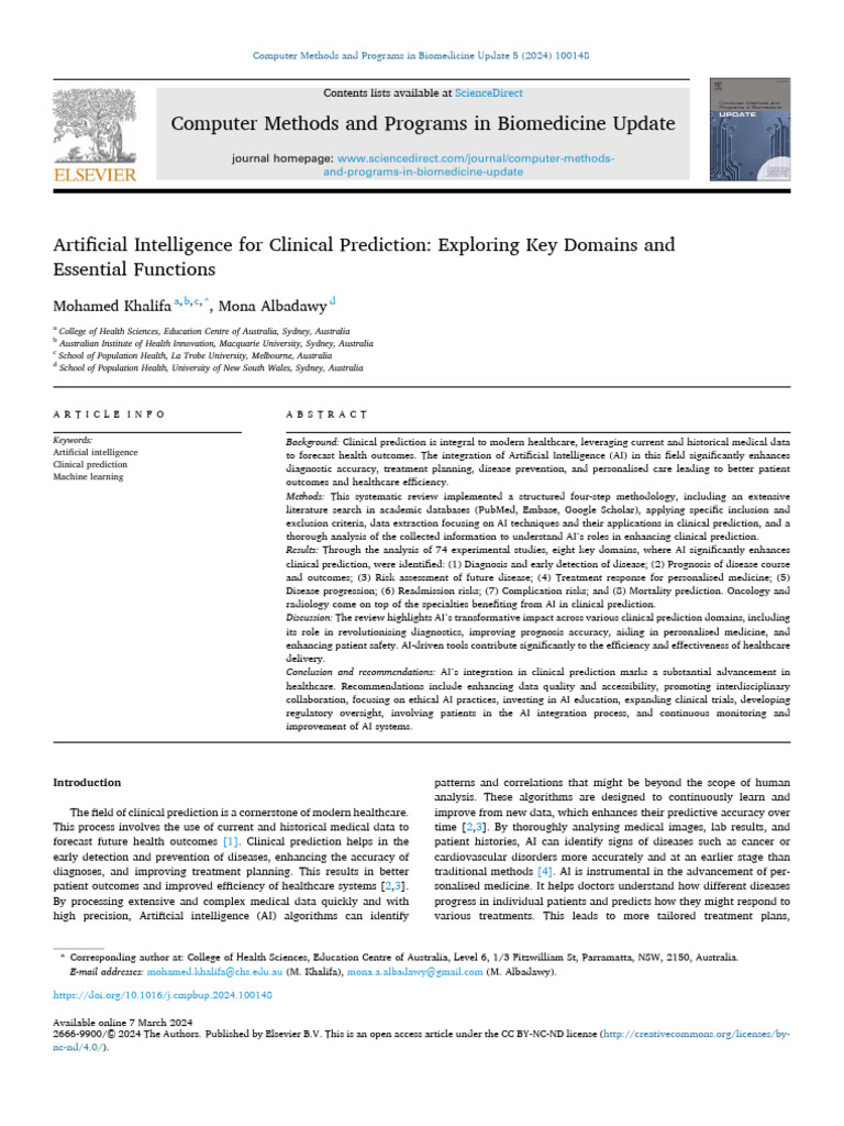 AI Enhancements in Clinical Prediction | PDF | Personalized Medicine ...