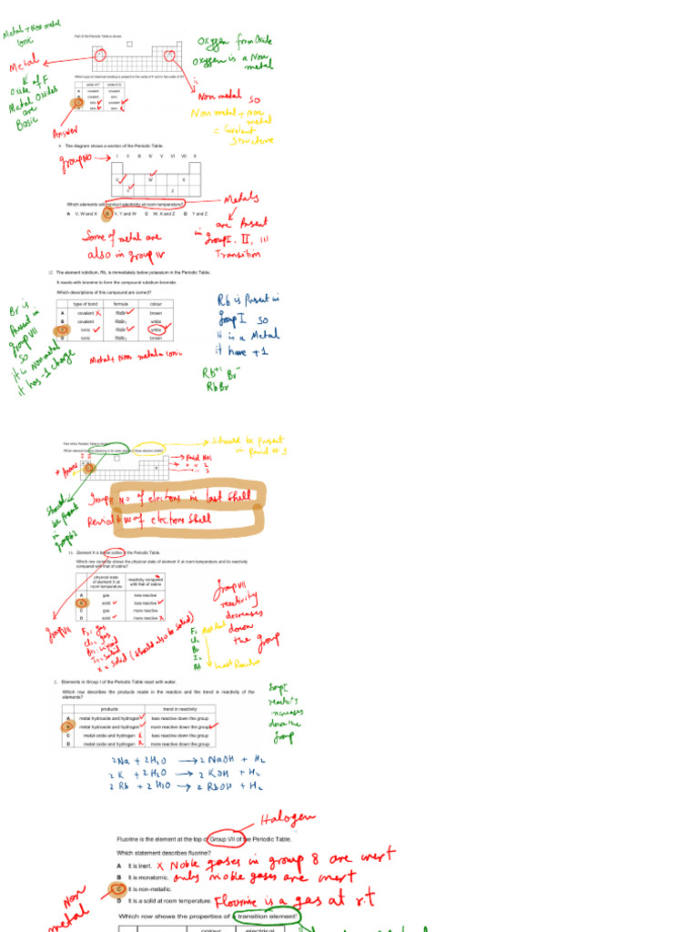 Solved Periodic Table Questions For Practice | PDF