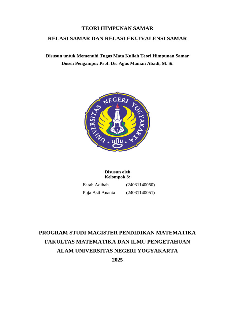 Kel. 3 - Relasi Samar Dan Relasi Ekuivalensi Samar | PDF