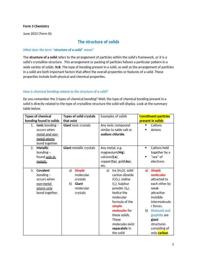 Structure and Properties of Ionic Solids | PDF | Ion | Salt (Chemistry)