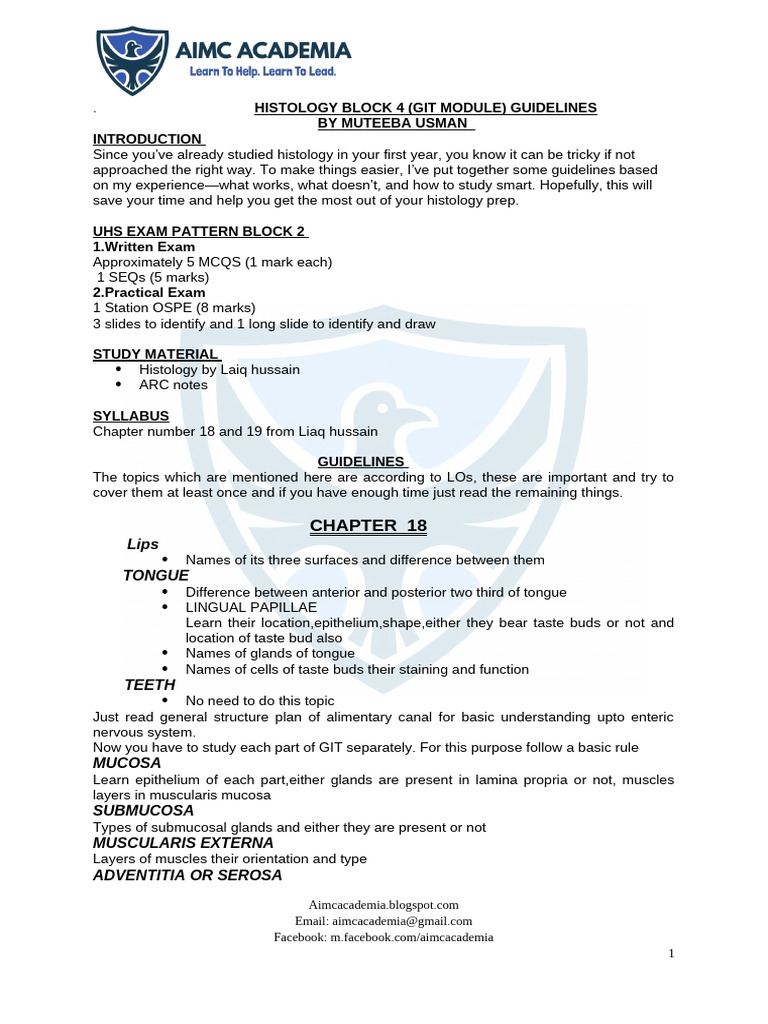 Block 4 Histo Guidelines by MUTEEBA | PDF | Stomach | Liver