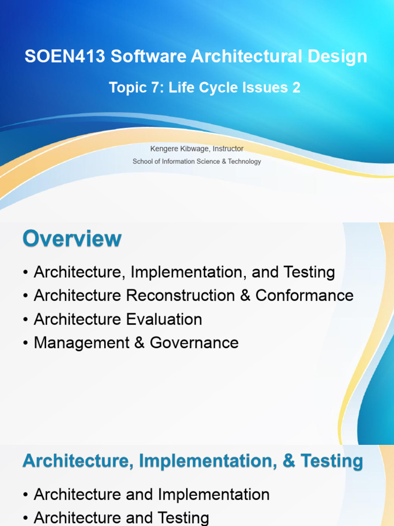 SOEN413 Topic 7 Life Cycle Issues 2 | PDF