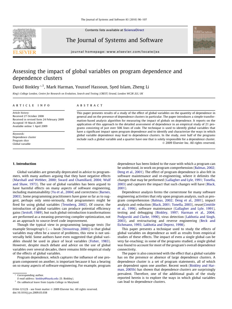 Impact of Global Variables on Program Dependence | PDF | Mean | Outlier