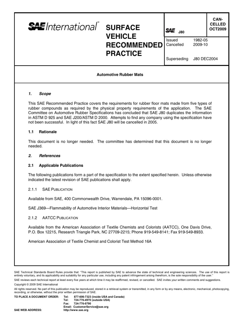 Automotive Rubber Mat Standards Overview | PDF | Wear | Physical Sciences