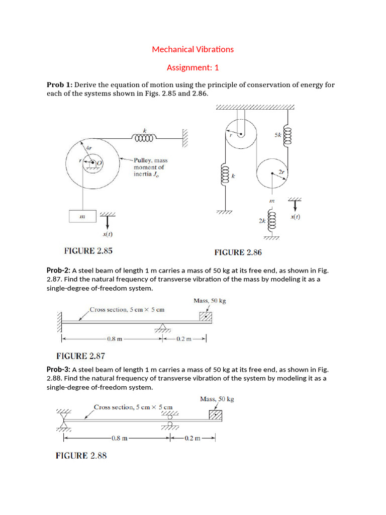 Mechanical Vibrations Assignment Solutions | PDF