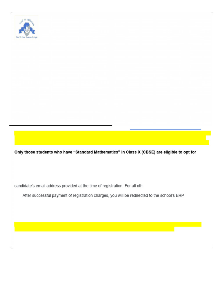 Admission Process for Class XI at BHS | PDF