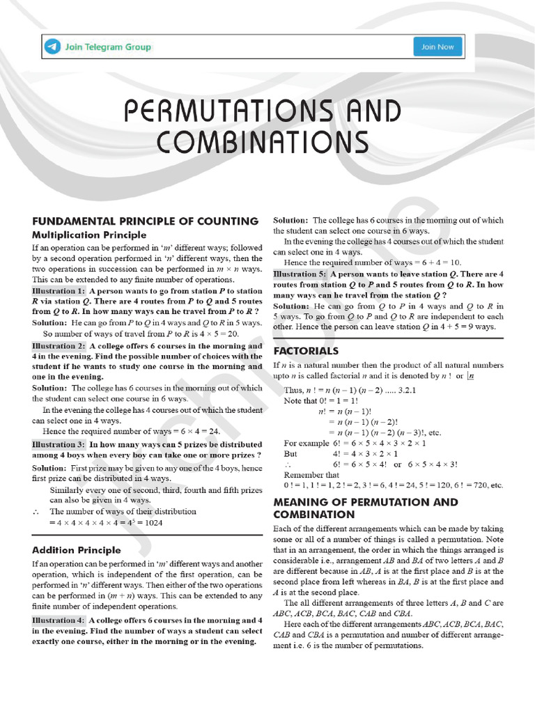 Permutations vs Combinations Explained | PDF | Permutation | Line ...