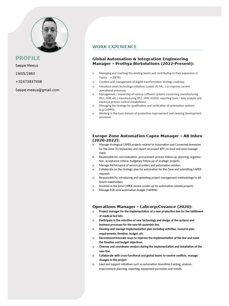 Meeus Seppe CV | PDF | Automation | Project Management