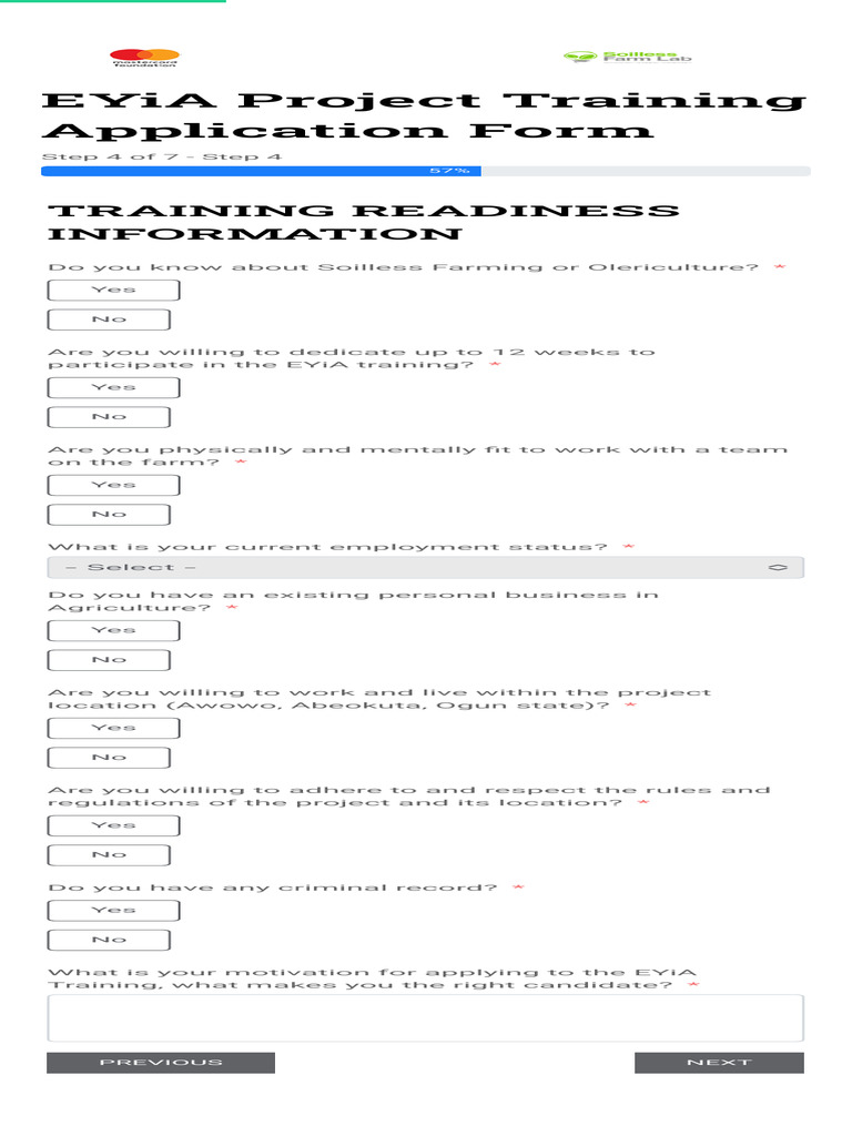 EYiA Project Training Application Form | PDF