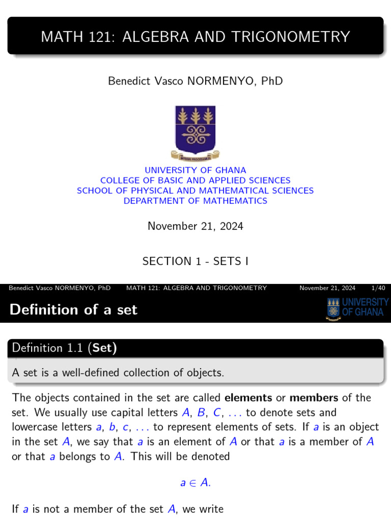 Introduction to Set Theory in MATH 121 | PDF | Numbers | Mathematics