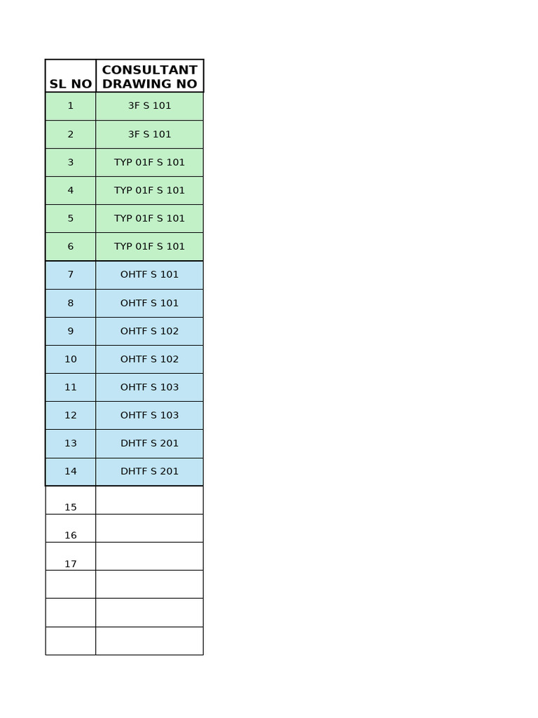 Drawing Name List for Project | PDF