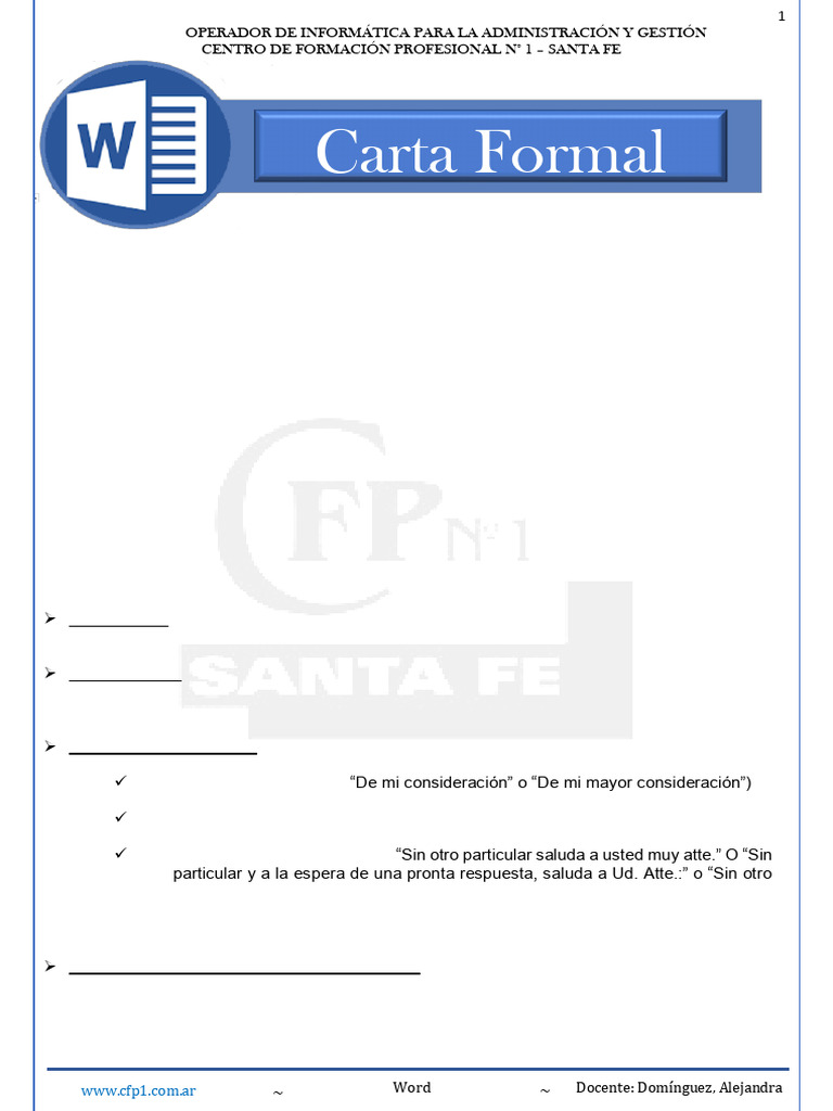 Formato de Carta Formal en Word | PDF