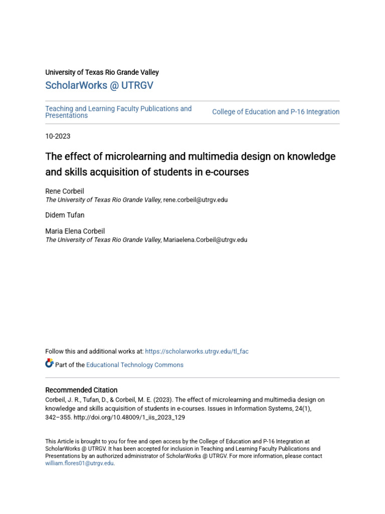 Microlearning Impact on E-Course Skills | PDF | Multimedia | Learning