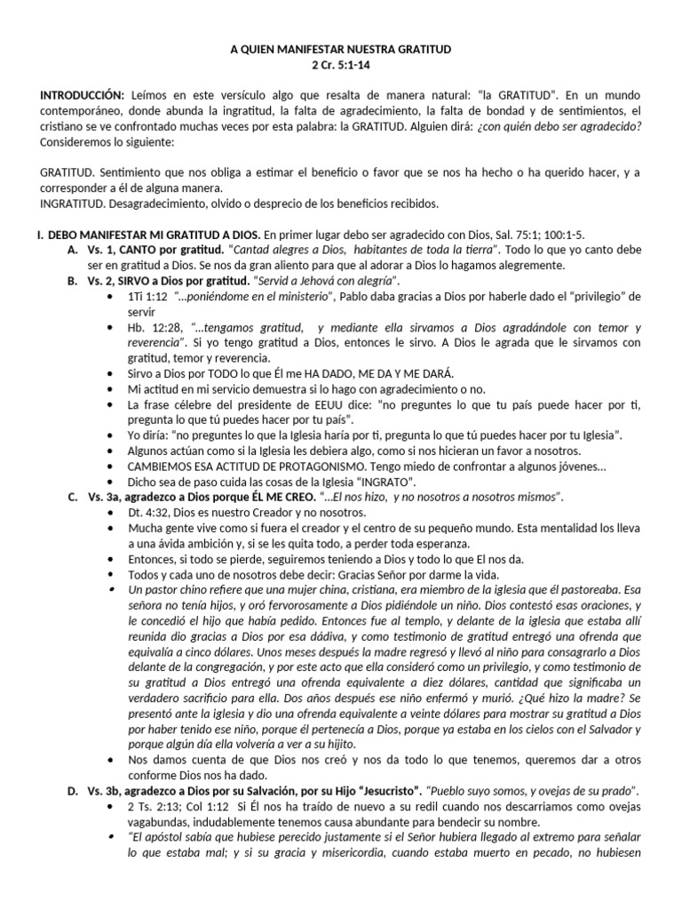 La importancia de la gratitud cristiana | PDF | Cristo (título) | Gratitud